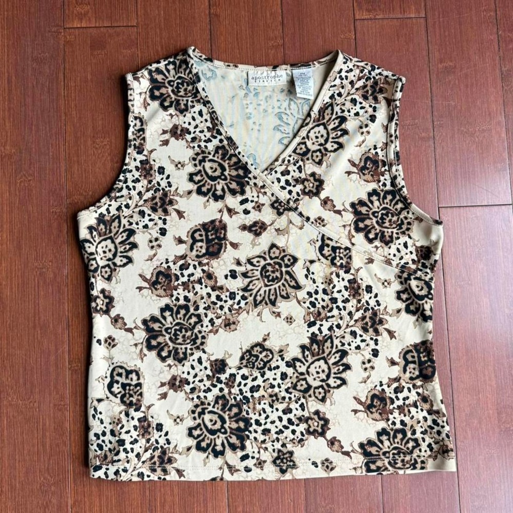 Vintage Tan‎ and Brown Floral Tank